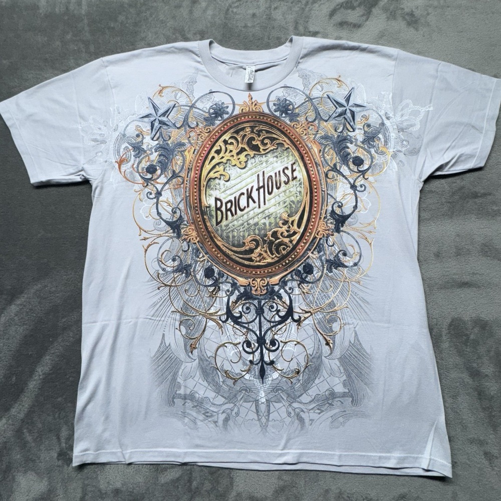 Brick‎ House Cigar T Shirt Y2K XL Alstyle Tag Gray Double Sided